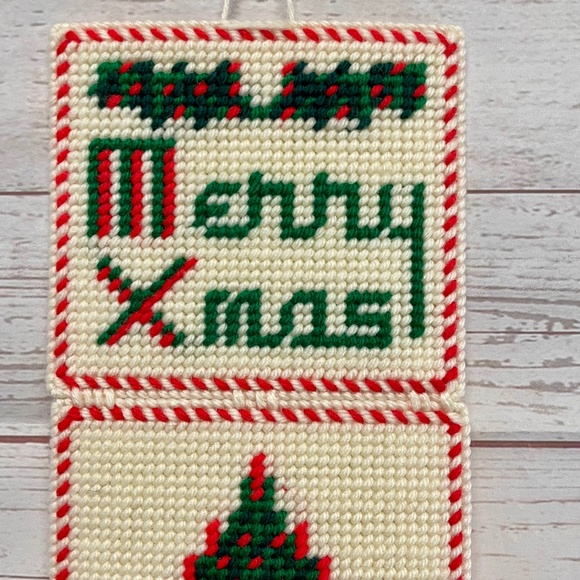 Vintage Needlepoint Holiday wall hanging - Picture 2 of 8